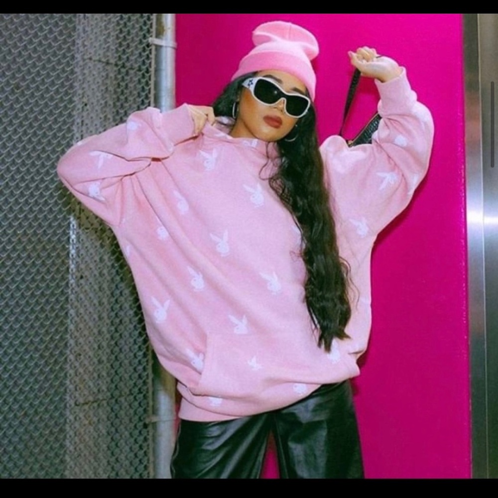 Playboy Tall Pink Bunny Hoodie Dress - Picture 6 of 9